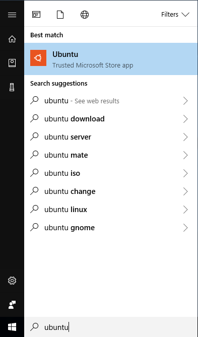 start menu select Ubuntu